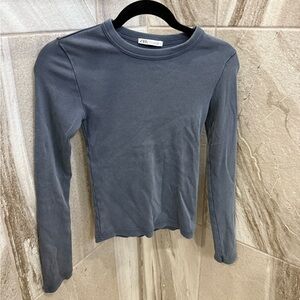 Zara Charcoal Ribbed Knit Top